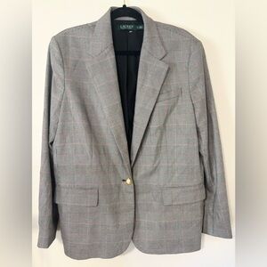 Lauren Ralph Lauren Light Gray Houndstooth Blazer